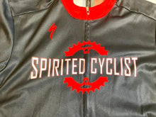 Load image into Gallery viewer, Spirited Cyclist Bike Shop Shirt Adult Large Black Full Zip Cycling Jersey Mens