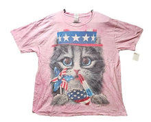 Load image into Gallery viewer, USA CAT Shirt Womens Extra Large Patriotic Kitty 2014 David Penfound Tie Dye