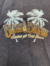 Load image into Gallery viewer, Blues & Brews Shirt Womens Medium Cantina & Crab Snacks Guitar Beach Palm Tree