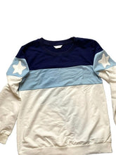 Load image into Gallery viewer, Shenzhen Sweatshirt Adult Extra Large Blue White Colorblock Star Pullover Ladies