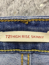Load image into Gallery viewer, Levis Jeans Womens Medium 27x26 721 High Rise Skinny Raw Hem Denim Pants Ladies