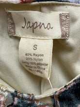 Load image into Gallery viewer, Japna Shirt Womens Small Velvet Taupe AOP Rose Boho Sheer Lined Rayon Nylon NWT