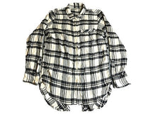 Load image into Gallery viewer, Lucky Brand Shirt Woman Small Beige Black Button Up Casual Plaid Viscose Tunic