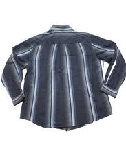 Load image into Gallery viewer, Perry Ellis Shirt Adult Extra Large Black Blue Striped Collared Casual Mens
