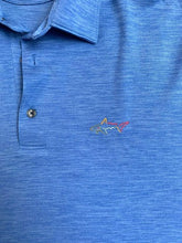 Load image into Gallery viewer, Greg Norman Shirt Adult Medium Blue Play Dry Shark Performance Golf Polo Mens