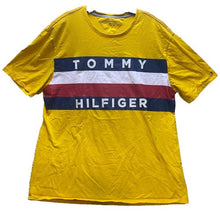 Load image into Gallery viewer, Tommy Hilfiger Shirt Mens 2XL Yellow Spell Out Sewn Patch Preppy Academia