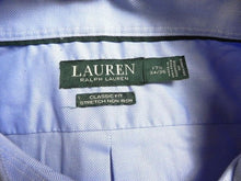 Load image into Gallery viewer, Lauren Ralph Lauren Shirt Adult 17.5 34/35 Blue Classic Fit Stretch Dress Mens