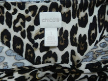 Load image into Gallery viewer, Chico's Shirt Womens 2 Animal Print Cheetah Bell Sleeve Blouse Hi Low Ladies