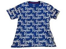 Load image into Gallery viewer, Encrypted Shirt Mens Extra Large Blue Spell Out HUSTLE AOP Hip Hop Skater Grunge