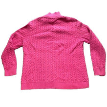 Load image into Gallery viewer, Lauren Ralph Lauren Sweater Womens Large Pink Cable Knit Oversized Crest Logo