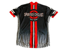 Load image into Gallery viewer, Spirited Cyclist Bike Shop Shirt Adult Large Black Full Zip Cycling Jersey Mens