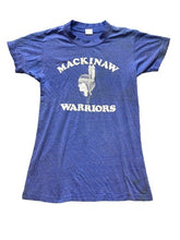 Load image into Gallery viewer, Vintage Mackinaw Warriors Shirt Womens Small Blue Single Stitch Indian Head 80s