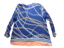 Load image into Gallery viewer, Democracy Shirt Womens 2X Button Up Allover Chain Print Blouse Plus Ladies NWT