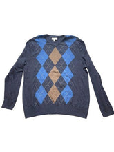 Load image into Gallery viewer, Croft & Barrow Sweater Adult Large Blue Argyle Diamond Outerwear Nylon Mens