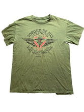 Load image into Gallery viewer, Kerusso Shirt Adult Small Army Green Forged In His Strength Christian Jesus Mens