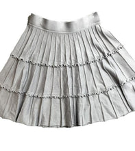 Load image into Gallery viewer, Simplee Skirt Womens Medium (25” Waist) Gray Tiered Summer Ruffle Boho Mini Lady