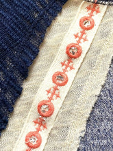 Load image into Gallery viewer, Jolt Shirt Womens Medium Navy Blue Ivory Crochet Lace Raglan Boho Blouse Ladies