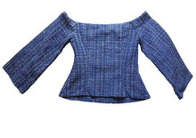 Load image into Gallery viewer, Zara Shirt Womens Small Tweed Off The Shoulder Blouse Flared Sleeve Ladies NWT