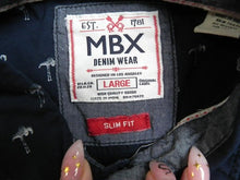 Load image into Gallery viewer, MBX Shirt Adult Large Navy Blue Denim Wear Jelly Fish AOP Slim Fit Button Up Men