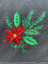 Load image into Gallery viewer, VTG Crystal Kobe Sweater Womens Medium Navy Blue Poinsettia Christmas Cardigan