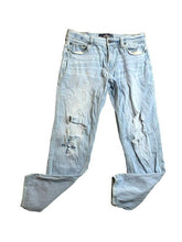 Load image into Gallery viewer, Hollister Jeans Adult 32x32 Blue Denim Destroyed Whiskered Tapered Thrashed Mens