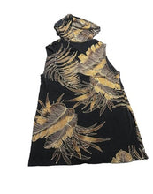 Load image into Gallery viewer, Chicos Vest Womens 0 Black AOP Palm Leaves Full Zip Hoodie Travelers Spandex USA