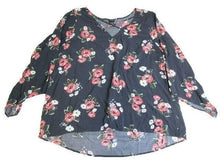 Load image into Gallery viewer, Torrid Shirt Womens 3 3X Lattice V-Neck Hi Low Blouse Floral Black Boho Casual