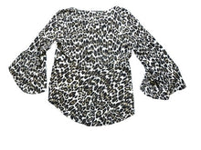 Load image into Gallery viewer, Chico's Shirt Womens 2 Animal Print Cheetah Bell Sleeve Blouse Hi Low Ladies