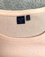 Load image into Gallery viewer, Kaari Blue Shirt Womens 2X Peach Boxy Bell Sleeve Curvy Blouse Boho Plus Ladies