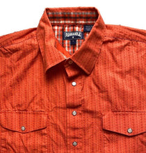 Load image into Gallery viewer, Panhandle Shirt Adult Large Coral Western Style Pearl Snaps Flap Pockets Mens