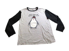 Load image into Gallery viewer, Penguin Shirt Adult Large Just Chillin With The Fam Snowflakes Sleepwear Mens