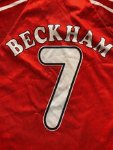 Load image into Gallery viewer, Manchester United Jersey Adult Small Red Black David Beckham Retro Football Mens