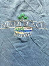 Load image into Gallery viewer, Vintage Miami Beach Florida Shirt Womens Small Blue Embroidered Palm Tree 90s