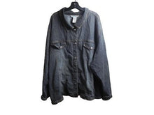 Load image into Gallery viewer, Denim 24/7 Jacket Womens 34W Black Denim Button Up Pockets Tunic Plus Ladies