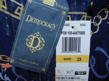Load image into Gallery viewer, Democracy Shirt Womens 2X Button Up Allover Chain Print Blouse Plus Ladies NWT