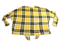 Load image into Gallery viewer, Riley & James Shirt Womens 3X Yellow Black Button Up Tie Blouse Plus Ladies