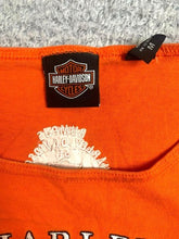 Load image into Gallery viewer, Harley Davidson Shirt Womens Medium Orange Century Of Great Motorcycle Oversized