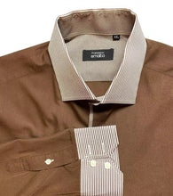 Load image into Gallery viewer, Francesco Smalto Shirt Adult 2XL XXL Brown Flip Cuffs Contrast Casual Dress Mens