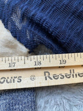 Load image into Gallery viewer, Jolt Shirt Womens Medium Navy Blue Ivory Crochet Lace Raglan Boho Blouse Ladies