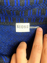 Load image into Gallery viewer, Sioni Studio Sweater Womens 2X Blue Black Button Front Cardigan Wool Blend