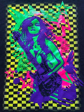 Load image into Gallery viewer, VTG Rock N' Roll Shirt Womens Large Lumo Girl Guitar Glow in The Dark 90s Ladies