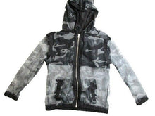 Load image into Gallery viewer, New Look Jacket Womens Medium Black Camouflaged Full Zip Hoodie Sheer Fishnet