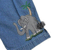 Load image into Gallery viewer, New Direction Jeans Womens Large (34x20.3) Blue Capri Crop Denim Elephant Tree