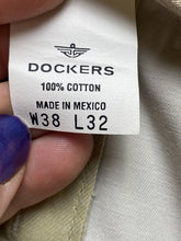 Load image into Gallery viewer, Dockers Pants Adult 38x32 Beige Straight Leg Flat Front Trouser Casual Mens