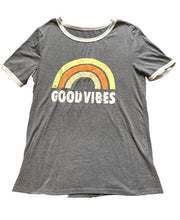 Load image into Gallery viewer, Good Vibes Shirt Womens Small Rainbow Short Sleeve Streetwear Classic Ladies