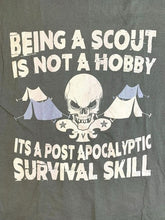 Load image into Gallery viewer, Boy Scout Shirt Adult Medium Olive Green Skull Tents Camp Survival Grunge Mens