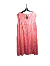 Load image into Gallery viewer, Pinky Dress Womens 3X Pink Flower Lace Lined Flared Boho Nylon Rayon Plus Ladies