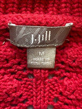 Load image into Gallery viewer, J Jill Sweater Womens Medium Red Cable Knit Shawl Collar Cardigan Outerwear Lady