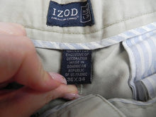 Load image into Gallery viewer, IZOD Pants Adult 36x34 Beige American Chino Pleated Trousers Casual Straight Men