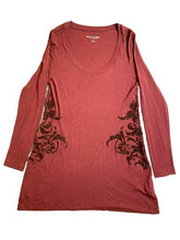 Load image into Gallery viewer, Soft Surroundings Shirt Womens Medium Coral Rust Lagenlook Floral Boho Tunic